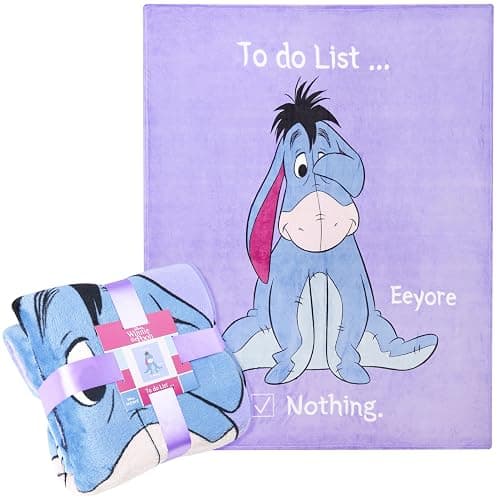 Disney Eeyore Throw Blanket Soft Fleece Blanket Bedroom Comforter 59 x 51” (Purple Eeyore) - Image 1