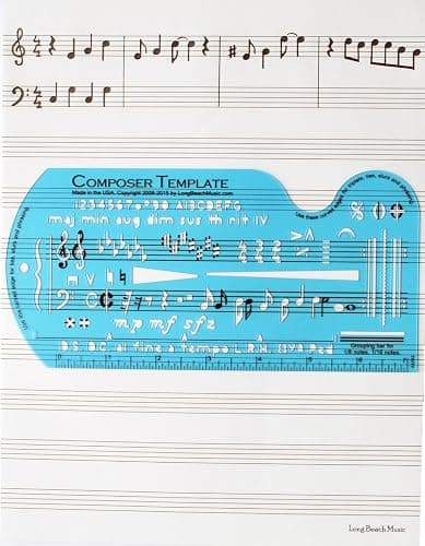 Song Writer's Composing Template Stencil for Music Notes & Symbols with Manuscript Staff Paper Tablet thumbnail 5