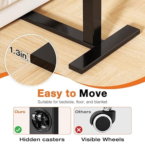 Sweetcrispy Small Standing Desk Rolling Table Adjustable Height, Laptop Mobile Stand with Wheels, Portable Computer Workstation with Tiltable Desktop for Teacher Classroom Home Office, Black thumbnail 7