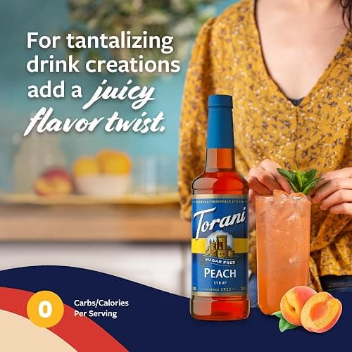 Torani Sugar Free Peach Syrup for Drinks, Zero-Calorie Flavoring for Iced Tea, Lemonade, and Sodas, Pump Included, 25.4 Oz thumbnail 6