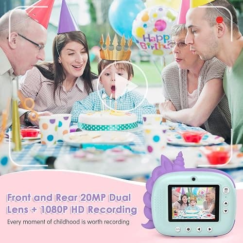 HiMont Kids Camera Instant Print, Selfie Digital Camara for Kids with Print Paper & 32G Card, 2.5K Video & Instant Print Camera with Color Pens for DIY, Fun Gift for Girls Boys 3-12 Years Old (Green) thumbnail 2