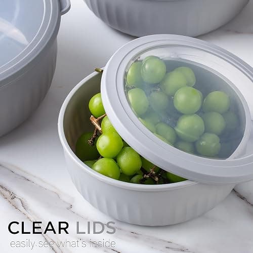 COOK WITH COLOR Prep Bowls with Lids- Wide and Deep Nesting Plastic Small Mixing Bowl Set with Lids, 12 Piece Set - Wide Bowls, Gray thumbnail 2