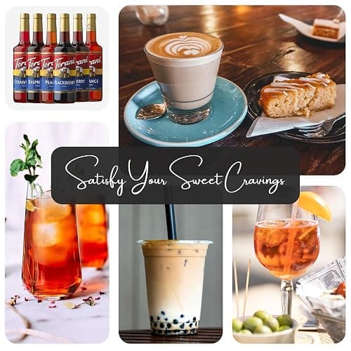 Jimoco Syrup Pump & Torani Syrup Bundle - Fruit Bowl Syrup 6 Pack Summer Flavors, Raspberry, Strawberry, Blackberry, Cherry, Orange and Peach - For Italian Soda Coffee, Lattes, Frappes With 6 Pump Dispensers thumbnail 3