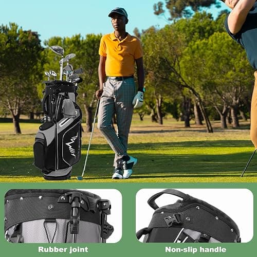 14-Way Golf Stand Bag,Premium Lightweight Golf Bag with Full-Length Dividers, Interchangeable PE-Padded Straps & Stabilizing Kickstand - Plush-Lined Top with Waterproof Cover thumbnail 9
