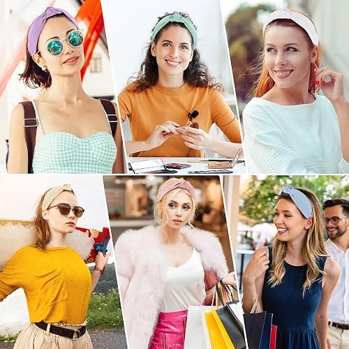 DiyJibb Headbands for Women Girls - 6PCS Stylish Top Knotted Headbands - Knotted Headband for Women - Head Bands Wide Hairband Hair Accessories thumbnail 4