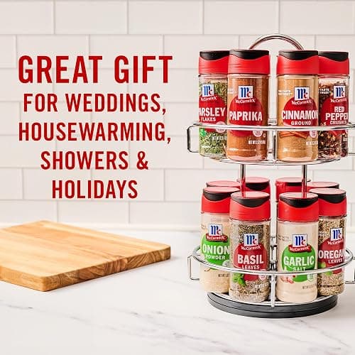 McCormick Spice Rack, Two Tier Chrome, Featuring 16 Herbs & Spices for Everyday Cooking, Great Gift for Housewarming, Wedding & Bridal Shower, 26.09 oz thumbnail 4