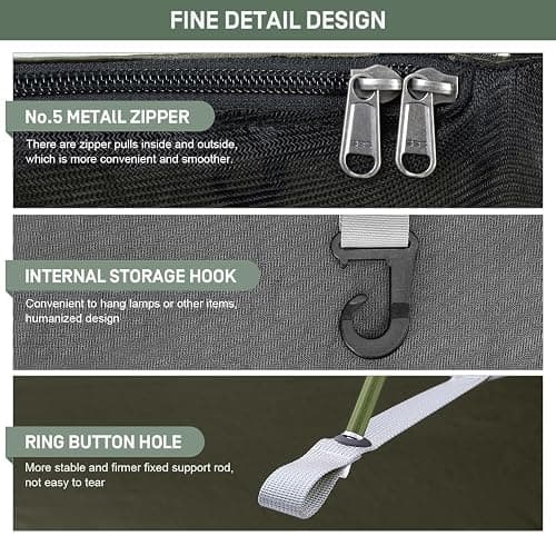 ETROL Camping Hammock with Mosquito Net,3 in 1 Function Parachute Portable Hammock,Double & Single Hammocks Tent for Travel Outdoor Indoor Hiking Patio - with Tree ​Straps,Carabiners,Aluminium Poles thumbnail 5
