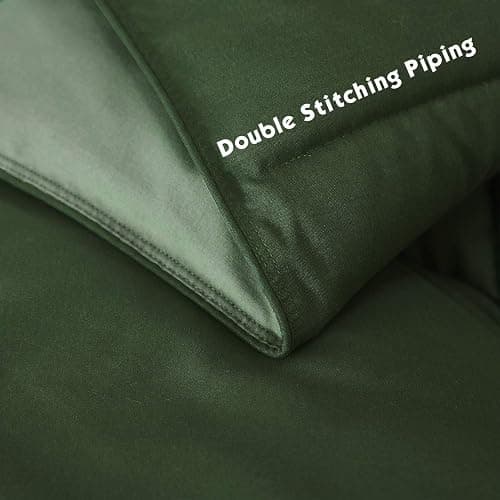 HIG 3pc Green Comforter Set Full SizeDuvet Insert, Reversible, All Season, Box Stitched, with Corner Tabs, Soft, Fluffy thumbnail 4