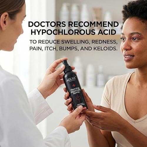 Piercing Aftercare Spray | Ear Piercing Cleaner | Sterile Saline Spray 8oz | Saline Solution for Piercings; Aftercare of Pierced Ear, Septum, Belly, Nose, Body; Pierce Cleaner Salt Mist Bump Solution thumbnail 6