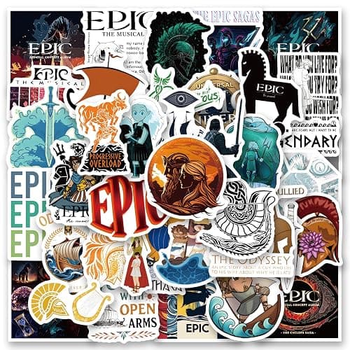57PCS Epic The Musical Stickers Pack Vinyl Aesthetics Stickers for Scrapbooking, Diary, Laptop, Bumper, Skateboard, Water Bottle, Computer, Phone, Cartoon, Hard hat, Car Sticker and Decals - Image 1