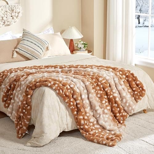 COZY KISS Deer Print Blanket, Faux Fur Dog Blanket for Christmas, 60"x80" | Fuzzy Soft Plush Thick Bubble Blanket, Waterproof Lining, Washable, Gift, Sofa Bed Couch Chair Living Room Decor - Image 1