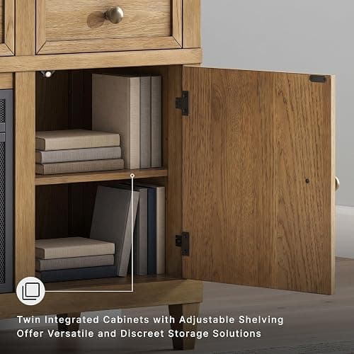 Signature Design by Ashley Sharlance 81" Wood TV Stand for TVs up to 93" | Fits TVs up to 93 in, Hardwood solids hickory wood veneer and MDF substrate, 4 drawers, 2 cabinets, Fireplace compatible thumbnail 9