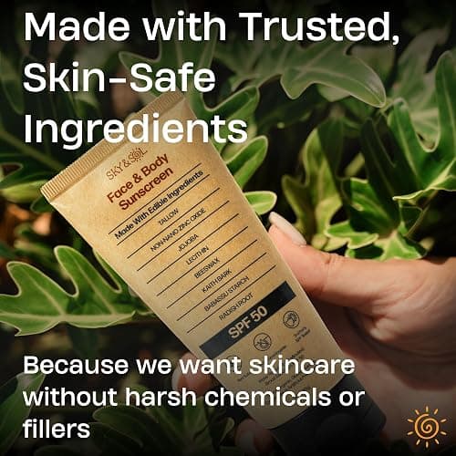 Sky and Sol Mineral Sunscreen SPF 50 for Face & Body, 3 oz | Non-Nano Zinc Oxide & Grass-Fed Tallow, No White Cast, Water Resistant 80 Minutes, Fragrance-Free, Reef-Conscious, Non-Greasy Formula thumbnail 3