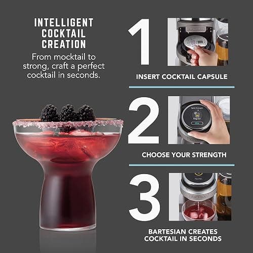 Bartesian Duet Cocktail Machine and Margarita Maker - Compact Home Bartender Mixologist Drink Mixer with 2 Glass Spirit Bottles - Automatic Machine Creates Premium Cocktails and Mocktails in Seconds thumbnail 3