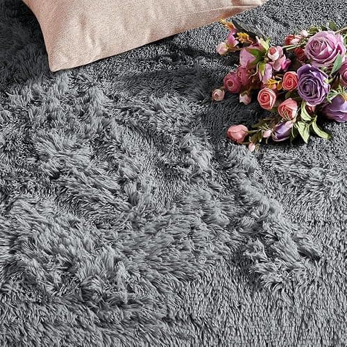 Aspire Homeware Rugs Living Room - Grey Area Rugs for Bedroom Anti Slip - Modern Super Soft Fluffy Shaggy Runner Rug Thick Pile Non Shedding, 60cm x 110 cm - Grey - 60 x 110 cm (Rectangular) thumbnail 8