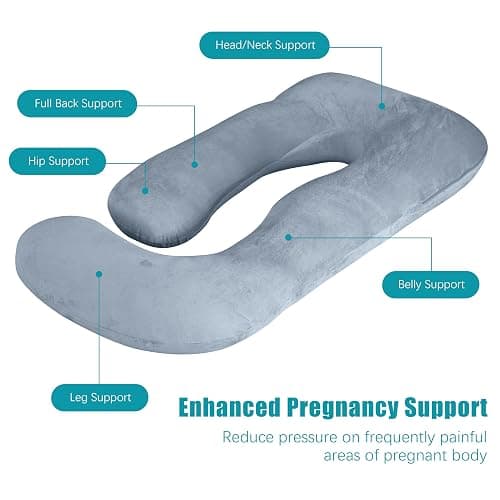 Cute Castle Pregnancy Pillows, Soft U-Shape Maternity Pillow with Removable Cover - Full Body Pillows for Adults Sleeping - Pregnancy Must Haves - Jumbo 57 Inch - Grey thumbnail 4