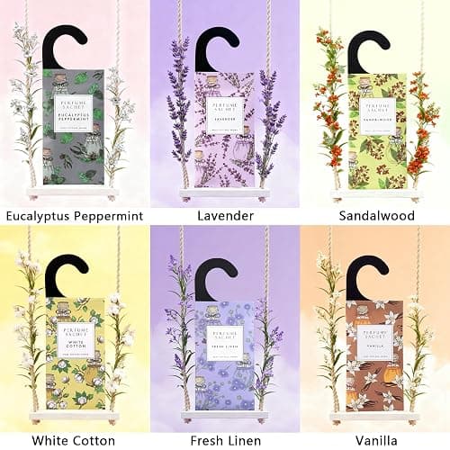 ROSE COTTAGE Large 12 Packs Vanilla Hanging Closet Air Freshener Scented Sachets Long Lasting Smell Goods thumbnail 3