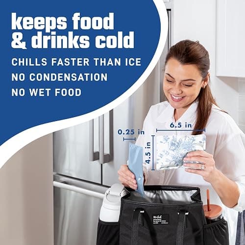 Fit & Fresh Cool Coolers 2 Pack Soft Ice for Lunch Bags, Flexible Stretch Nylon, Durable, Reusable Lunch Box Ice Packs, Soft Ice, Reusable Freezer Packs, Lunch Ice, Easy to Clean, Blue Floral thumbnail 4