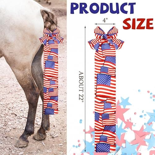 Huhumy 6 Pcs Horse Tail Bag Breathable Guard 22" Slip on Horse Care Tail Wrap 2 Strand Closure Straps Grooming Supplies to Keep from Dirt Breakage Rubbing 6 Designs(Modern Style) thumbnail 2