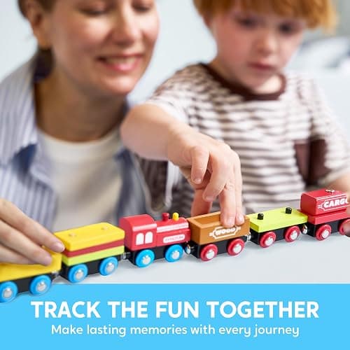 Montessori Wooden Train Toy Set for Kids, 12PCS Magnetic Train Cars with Storage Gift Box, STEM Educational Toy for Boys & Girls, Ages 3-8 Years, Easter Birthday Party Gift thumbnail 7