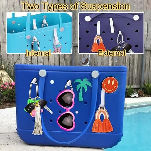 Mity rain Key Holder for Bogg Bag, Accessories for Bogg Bags Original X Large, Insert Charm Carabiner Keychain for Beach Bag thumbnail 6
