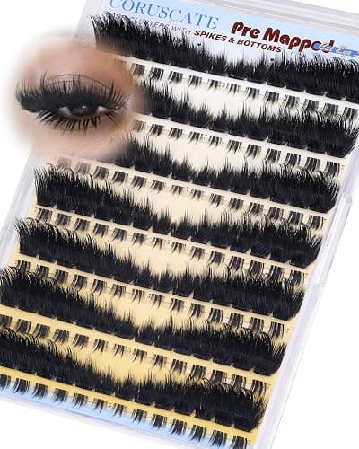 CORUSCATE Lash Clusters Dramatic Cluster Eyelash Extensions Spikes Lashes Cluster with Bottom Lashes Mink Strip Individual Lashes Mega Spikes Full Eyelash Clusters Pre Mapped Cat Eye Lash Extension - Image 1