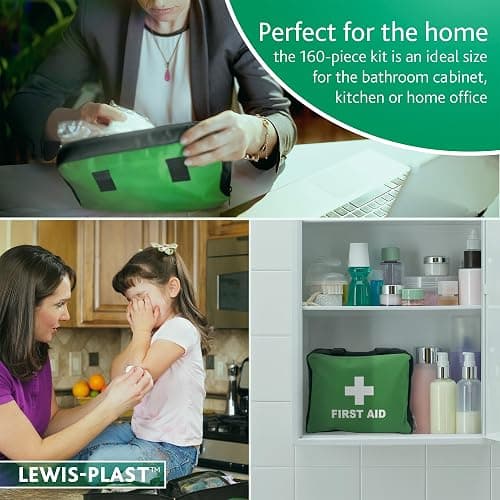 Lewis-Plast First Aid Kit Bag - 160 Piece Survival Kits - Safety Essentials for Travel Car Home Camping Work Hiking Holiday - Pack Supplies - Medium thumbnail 4