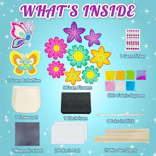 AGENTLAN Art & Craft Activity, Poke Fun Flower Bouquet Craft Kit, Fun & Easy Art Kits for Kids, DIY Garden Kids Activities, Gifts for Girls and Boys 3 4 5 6 7 8 9 thumbnail 3