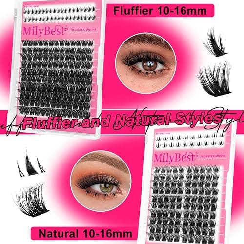 MilyBest Lash Clusters Kit 808Pcs Eyelash Clusters with Spikes and Bottom Lashes Clusters D Curl 4 Styles Lash Kit Fluffy DIY Individual Eyelashes Glue Wispy Cluster Eyelash Extensions Kit De Pestañas thumbnail 5