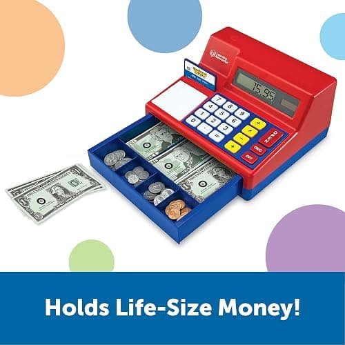 Learning Resources Pretend & Play Calculator Cash Register - 73 Pieces, Ages 3+ Develops Early Math Skills, Play Cash Register for Kids, Toy Cash Register, Play Money for Kids thumbnail 5