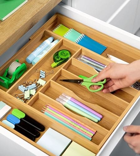 ROYAL CRAFT WOOD Luxury Bamboo Kitchen Drawer Organizer - Silverware Organizer, Utensil Holder & Cutlery Tray Drawer Dividers for Flatware (9 Slot, Natural) thumbnail 9