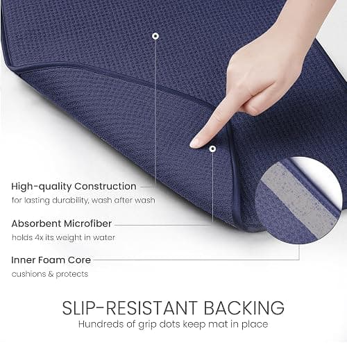 Bellemain XL Dish Mat Microfiber Dish Drying Mat, Super absorbent (Navy, 17" x 24") thumbnail 4
