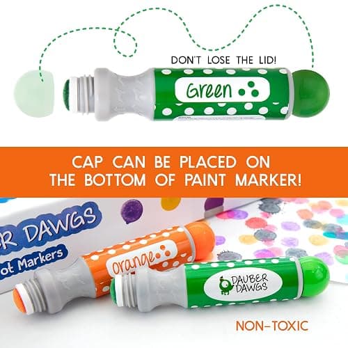 Dauber Dawgs Washable Dot Markers for Toddlers - Bingo Markers for Dot Art w/ PDF Activity Books, Dot Paints Washable for Kids, Bingo Dabbers Dotters & Dobbers, Holiday Gifts Daubers, Dot Painting thumbnail 4