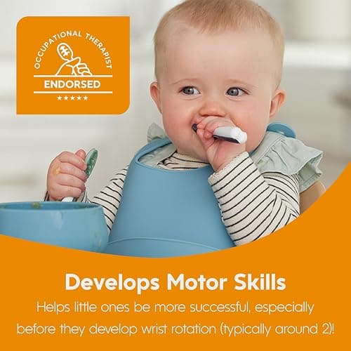 NumNum Baby Spoons Set, Baby Essentials Pre-Spoon GOOtensils for 6+ Months, First Stage Self-Feeding Spoons for Baby Led Weaning (BLW), Silicone Toddler Utensils, BPA-Free, 6 Pack Rainbow thumbnail 4