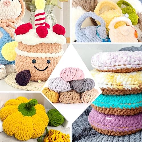 MagiDeal Thick Chunky Yarn Arm Knit Yarns Filling Handcrocheted Jumbo Tubular Yarn Bulky Yarns for Craft Knitted Blanket Pet Bed Sweaters, Beige White thumbnail 8