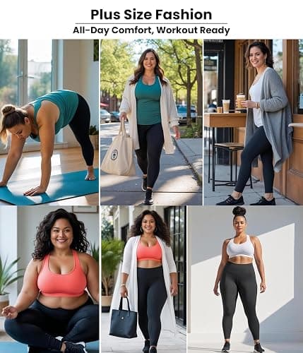 Sunzel Plus Size Leggings for Women - High Waisted Tummy Control Recycled Fabric Compression Workout Yoga Pants 1X 2X 3X 4X thumbnail 5