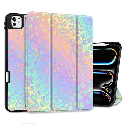 DONGKE Case for iPad Pro 13 inch (M5 2025 / M4 2024) – [Built-in Pencil Holder] Ultra Slim PU Leather Trifold Stand Cover with Soft TPU Back, Auto Wake/Sleep - Color Leopard - Image 1
