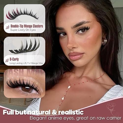 Manga Lash Clusters Bunny Eyelash Clusters Spiky Cluster Eyelash Extension D-Curly Anime Lashes Clusters 130PCS DIY Lash Extensions for Baddie Girl Makeup 8-18mm Fairy Individual Lashes thumbnail 2