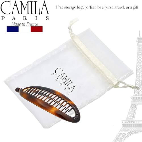 Camila Paris CP2 French Large Banana Clip Hair Comb, Classic Banana Clips Hair for Thick Hair Ponytail Holder Interlocking Styling Clip for Women Made in France thumbnail 7
