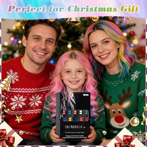 10 Colors Hair Chalk Combs, Festive Fun Hair Combs for Girls,Temporary Hair Colour Dye | Easy Wash Out, No Residue | Skin-Safe for Kids, Teens, Adults | Christmas, Party, Cosplay DIY (1 Set) thumbnail 3