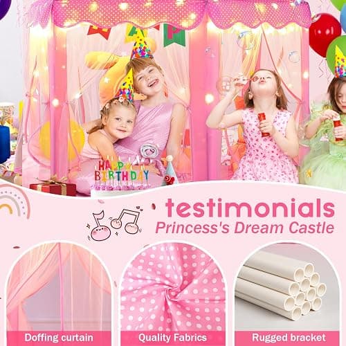 Monobeach Princess Tent Girls Large Playhouse Kids Castle Play Tent with Star Lights Toy for Children Indoor and Outdoor Games, 55'' x 53'' (DxH) thumbnail 7