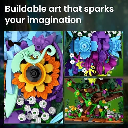 JOJO&Peach Floral Owl Toy Building Set for Adults Women, Gifts for Girl 10+ | Decor for Home or Office, Birthday Gift for Mom Wife Girlfriend or Teens, Buildable Flower Animal Collectible Model, 1309 PCS thumbnail 5