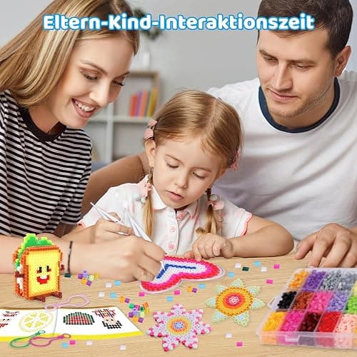 BLOT 4000 Bügelperlen Set 24 Farben Bügelperlen für Kinder Mädchen Jungen DIY Steckperlen mit Platte Zubehör Muster in Organizerbox, 5mm thumbnail 2