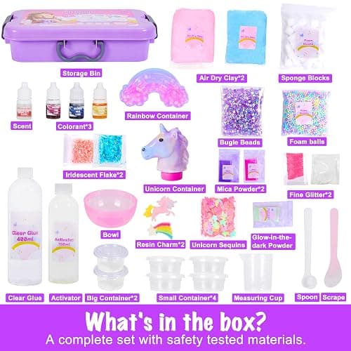 Unicorn Slime Making Kit for Girls - DIY Fluffy Slime Creation Kit with Super Birthday Party Favors thumbnail 3