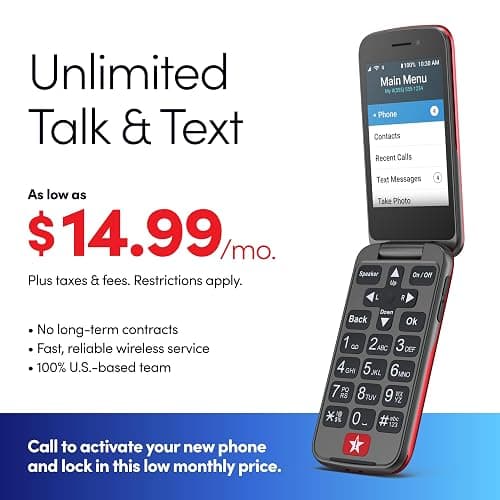 LIVELY Jitterbug Flip Cell Phone for Seniors, Flip2, Red | Simple Flip Phone for Seniors with No SIM Needed, Requires an Activated Phone Plan, Not Compatible with Other Carriers thumbnail 6