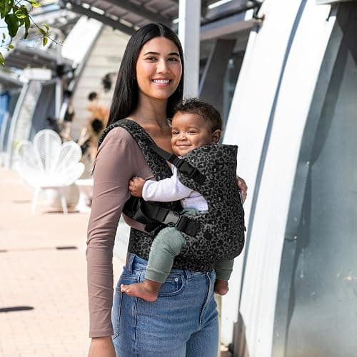 Infantino Flip Advanced 4-in-1 Baby Carrier - Ergonomic, Convertible, Face-in and Face-Out Front and Back Baby Carrier for Newborn to Toddler 8-32 lbs, Black & Gray Leopard thumbnail 2