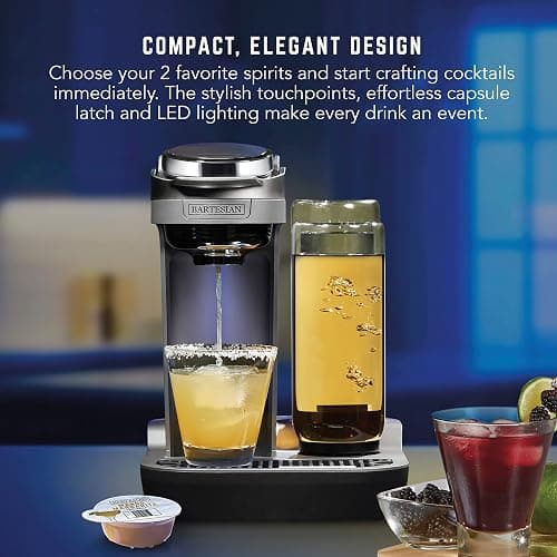Bartesian Duet Cocktail Machine and Margarita Maker - Compact Home Bartender Mixologist Drink Mixer with 2 Glass Spirit Bottles - Automatic Machine Creates Premium Cocktails and Mocktails in Seconds thumbnail 7