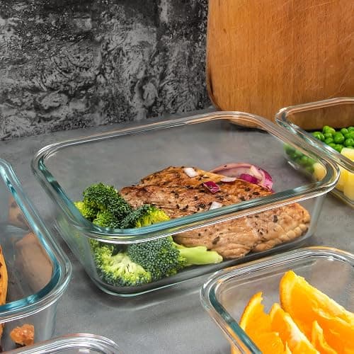 FAWLES 12 Pack Glass Storage Containers with Lids, Leak-Proof Meal Prep Containers, Dishwasher/Microwave/Oven/Freezer Safe Glass Food Storage Containers for Leftovers, to Go thumbnail 2