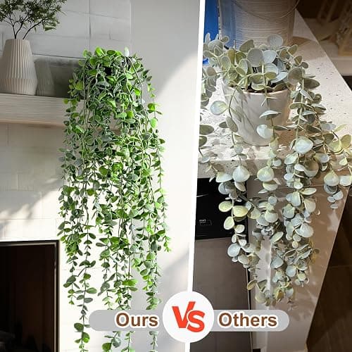 Yarmare Artificial Hanging Plant 2 Pcs Faux Plant Ivy Vine Faux Eucalyptus Vines Fake Potted Greenery for Wall Living Room Home Shelf Office Bathroom Outdoor Indoor Decor (Type 6) thumbnail 3