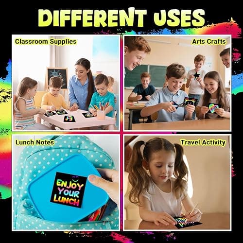 ZMLM 165 Rainbow Scratch Paper Art Crafts Mini Notes Stocking Stuffers for Kids Gifts 4 5 6 7 8 9 10 Years Old Girls Boys Students Teens Classroom Prizes School Supplies Birthday Party Toy Activity thumbnail 5
